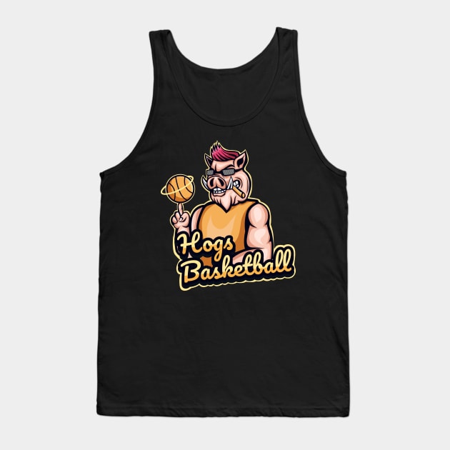 Hog Basketball Illustration Tank Top by Marciano Graphic